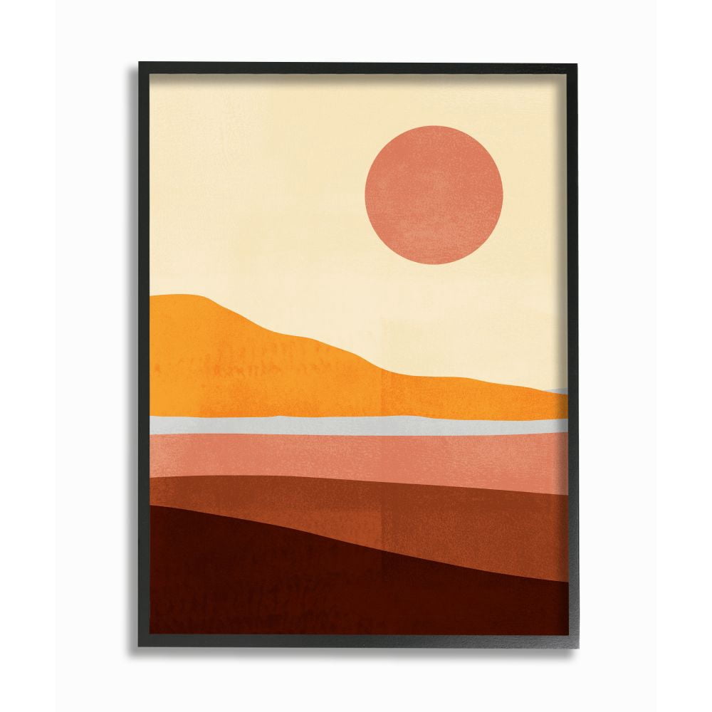 Stupell Industries Abstract Beach Landscape Bold Sun Color Block Framed Wall Art Design by Victoria Borges
