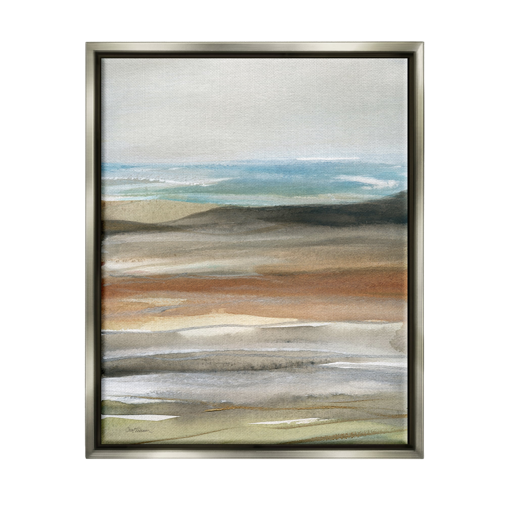 Stupell Industries Abstract Beach Landscape Painting Abstract Painting Gray Floater Framed Art Print Wall Art
