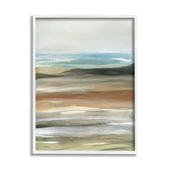 Stupell Industries Abstract Beach Landscape Painting Abstract Painting White Framed Art Print Wall Art