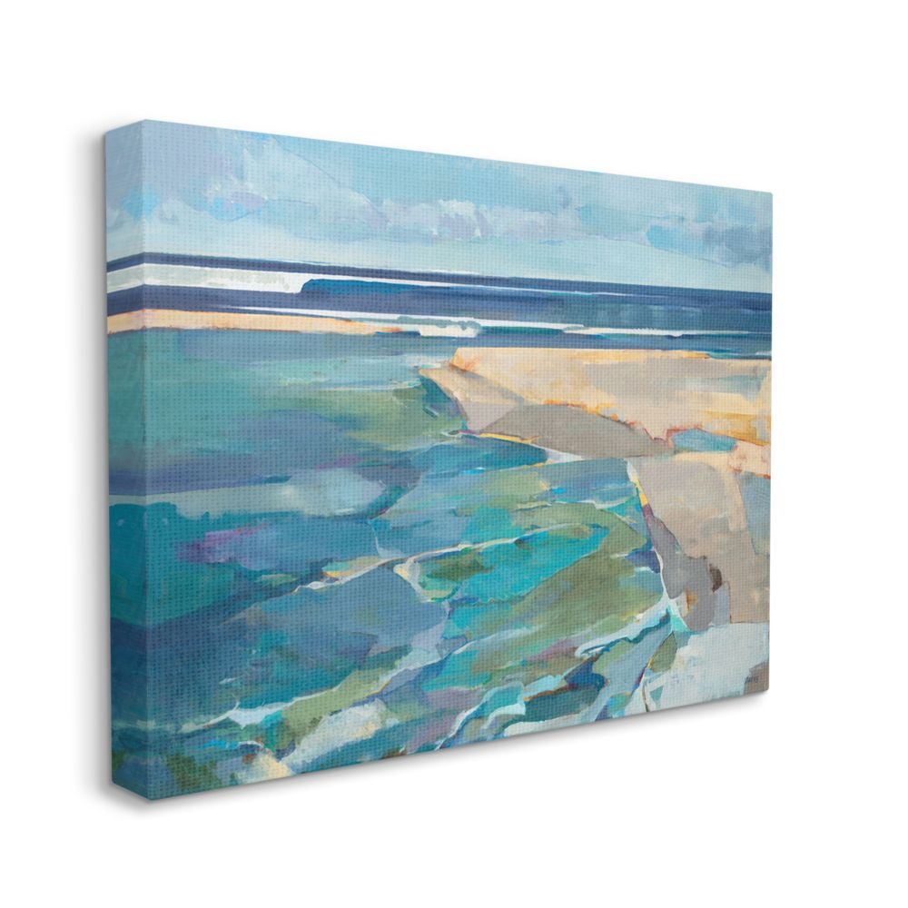 Stupell Industries Abstract Beach Landscape Pastel Cubism Painting Canvas Wall Art Design by Third and Wall