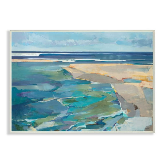 Stupell Industries Abstract Beach Landscape Pastel Cubism Painting Unframed Art Print Wall Art, 10x15, by Third and Wall