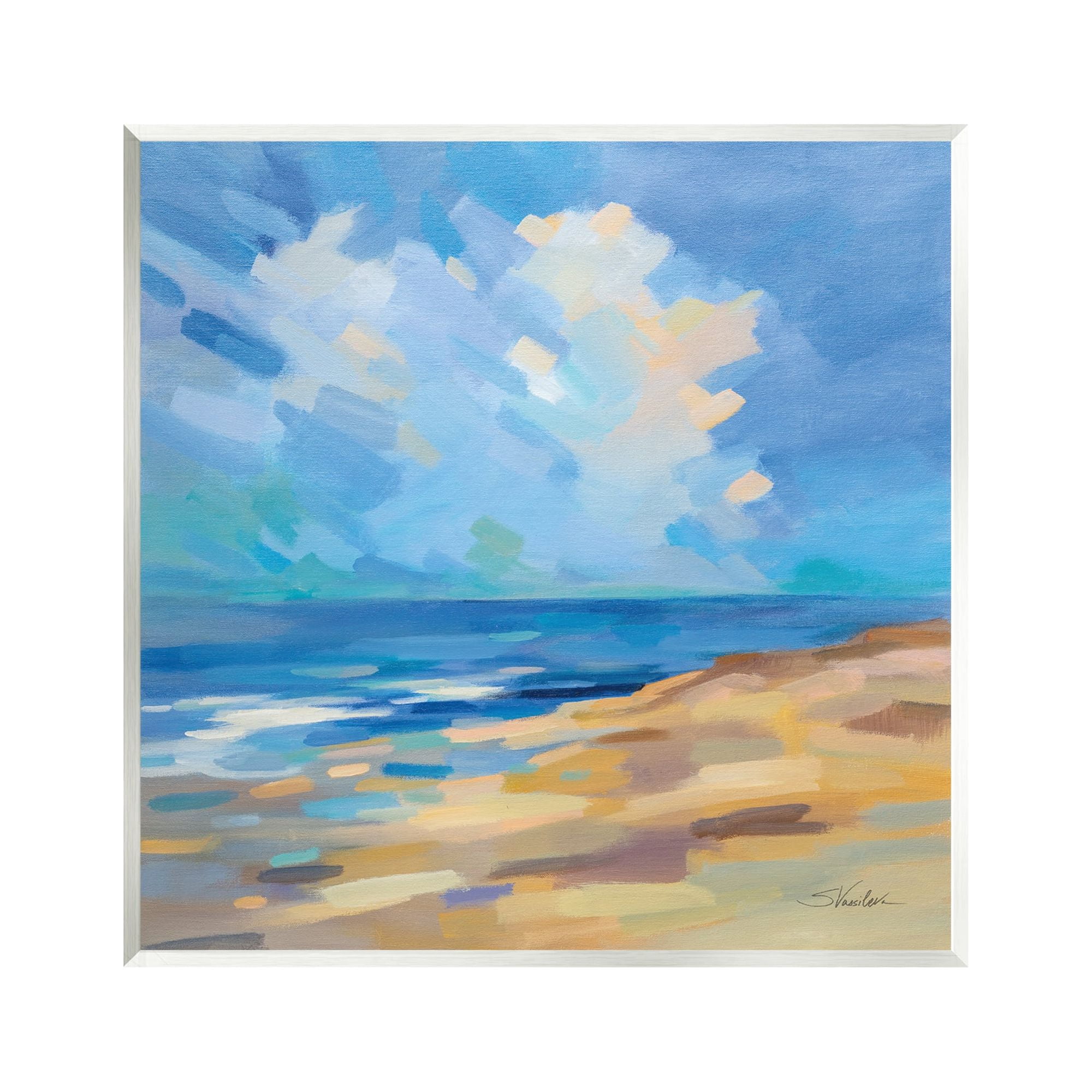 Stupell Industries Abstract Beach Painting Nature Painting Unframed Art Print Wall Art, 12 x 12