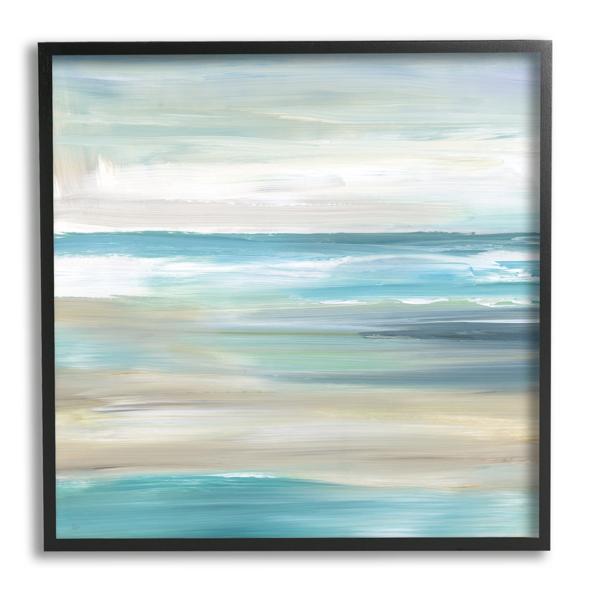 12" x 12" Black Framed Abstract Coastal Canvas Art