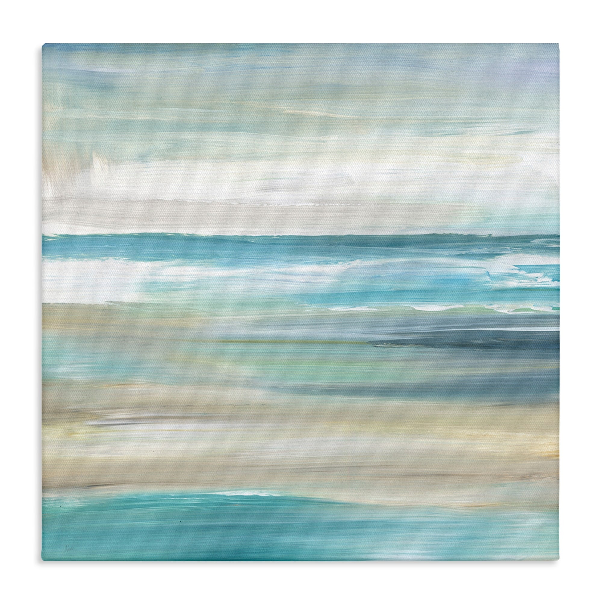 Abstract Coastal Beach Sand Ocean Waves Canvas Wall Art