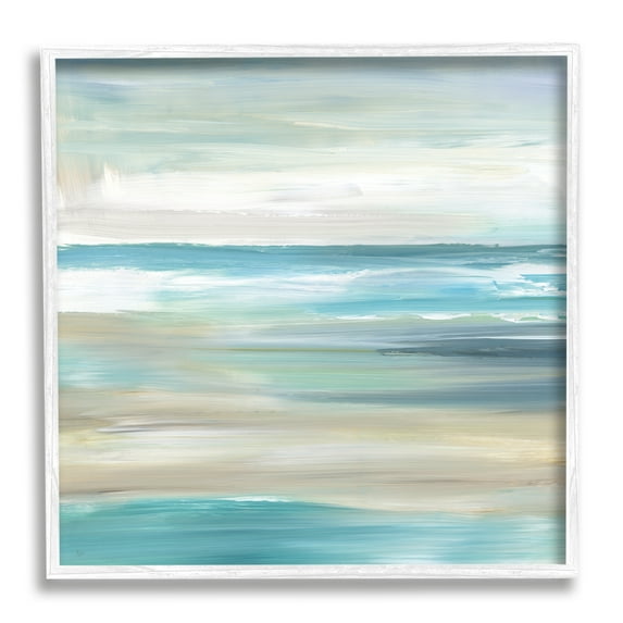 Stupell Industries Abstract Beach Sand Ocean Waves Coastal Painting White Framed Art Print Wall Art