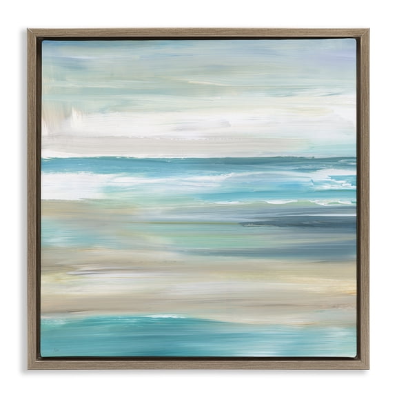 Stupell Industries Abstract Beach Sand Ocean Waves Nature Painting Brown Floater Framed Canvas Art Print Wall Art, 25 x 25
