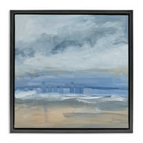 Stupell Industries Abstract Beach Scenery Coastal Painting Black Floater Framed Canvas Art Print Wall Art, 18 x 18