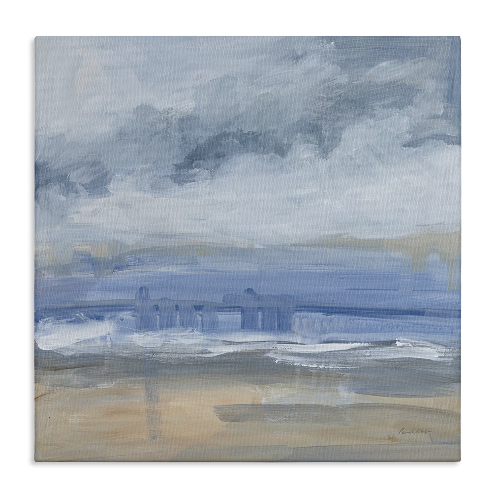Stupell Industries Abstract Beach Scenery Coastal Painting Gallery Wrapped Canvas Art Print Wall Art, 17 x 17
