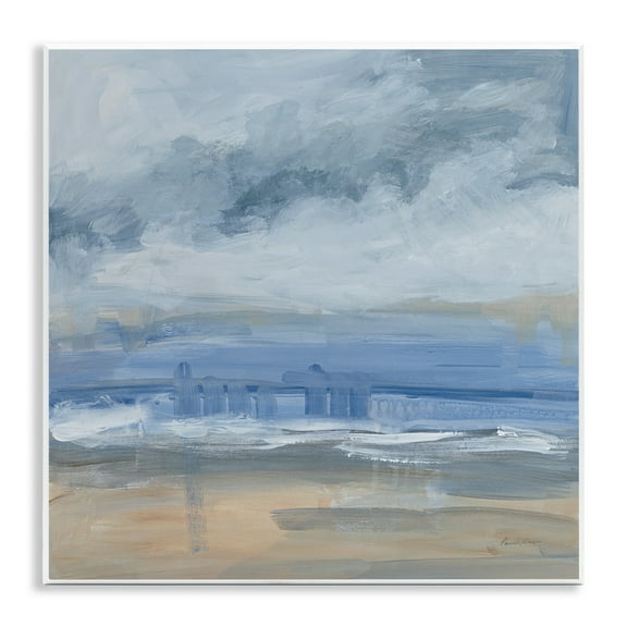 Stupell Industries Abstract Beach Scenery Coastal Painting Unframed Art Print Wall Art, 12 x 12