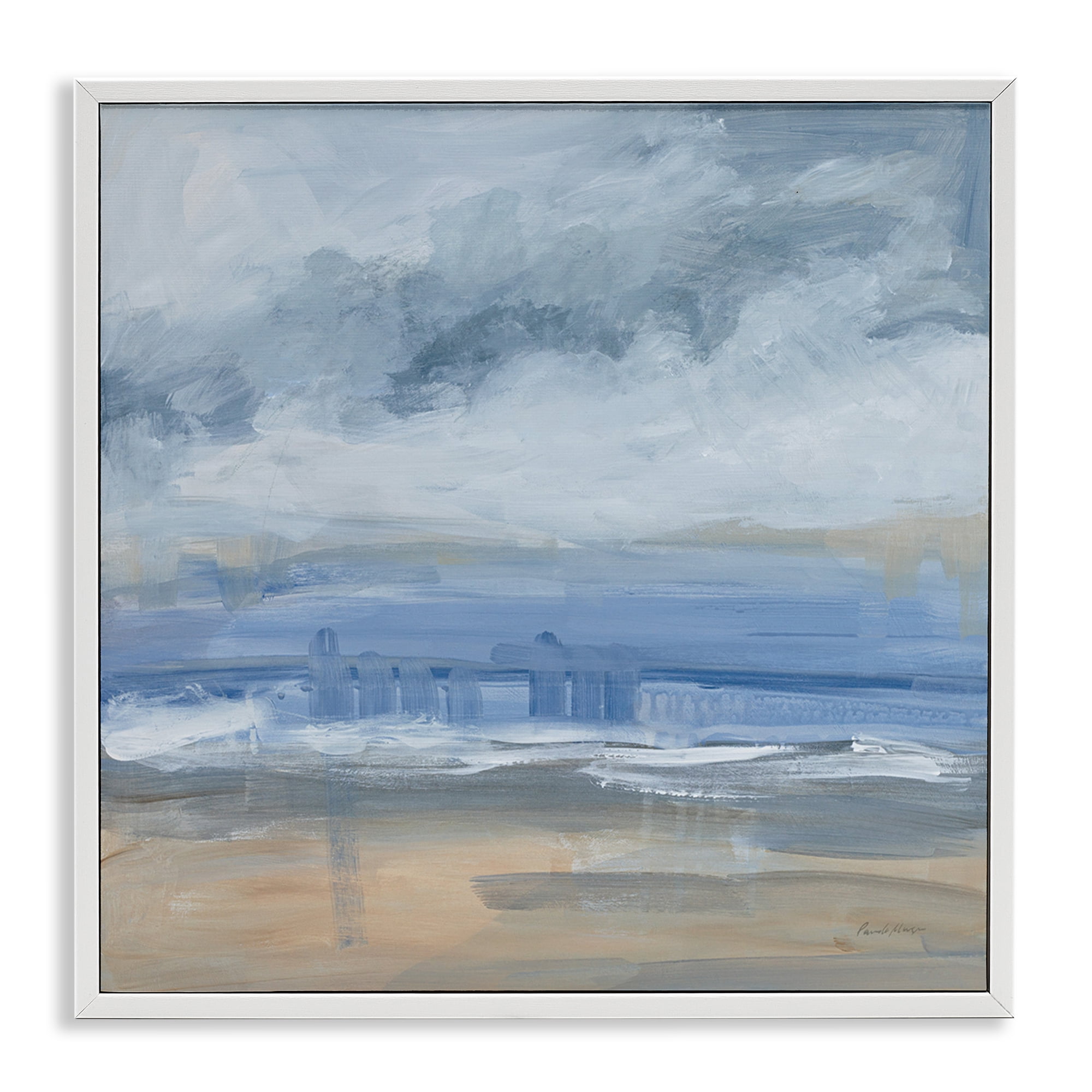 Stupell Industries Abstract Beach Scenery Coastal Painting White Framed Art Print Wall Art, 12 x 12