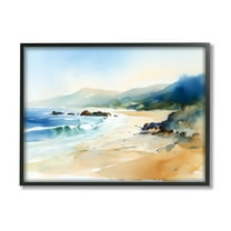 Stupell Industries Abstract Beach Scenery Landscape Painting Black Framed Art Print Wall Art, 14 x 11
