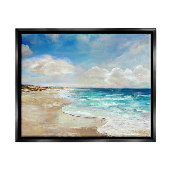 Stupell Industries Abstract Beach Shore Scene Nature Painting Black Floater Framed Canvas Art Print Wall Art, 21 x 17