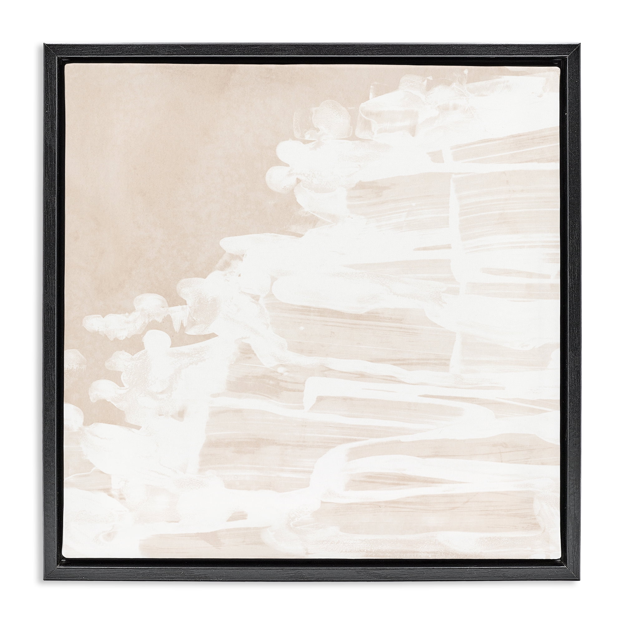 Stupell Industries Abstract Beach Splash Abstract Painting Black Floater Framed Canvas Art Print Wall Art, 25 x 25