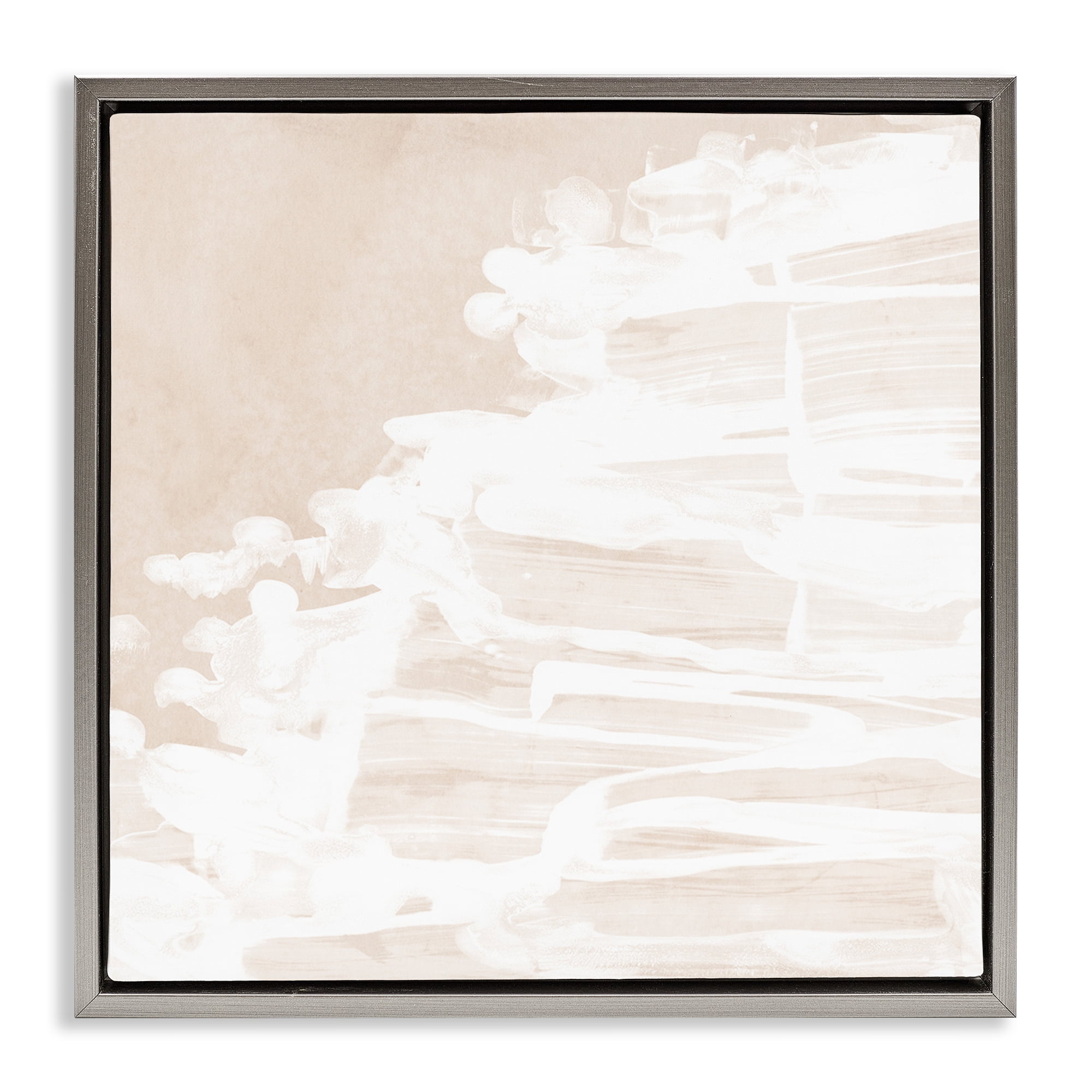 Stupell Industries Abstract Beach Splash Abstract Painting Gray Floater Framed Canvas Art Print Wall Art, 18 x 18