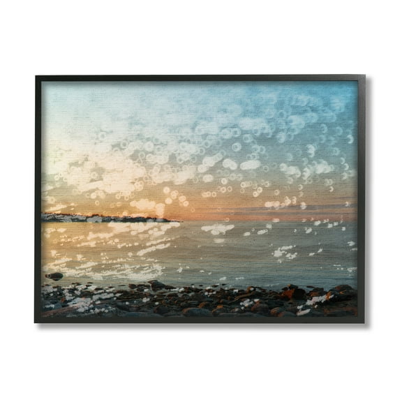 Stupell Industries Abstract Beach Splash Landscape Painting Black Framed Art Print Wall Art, 14 x 11