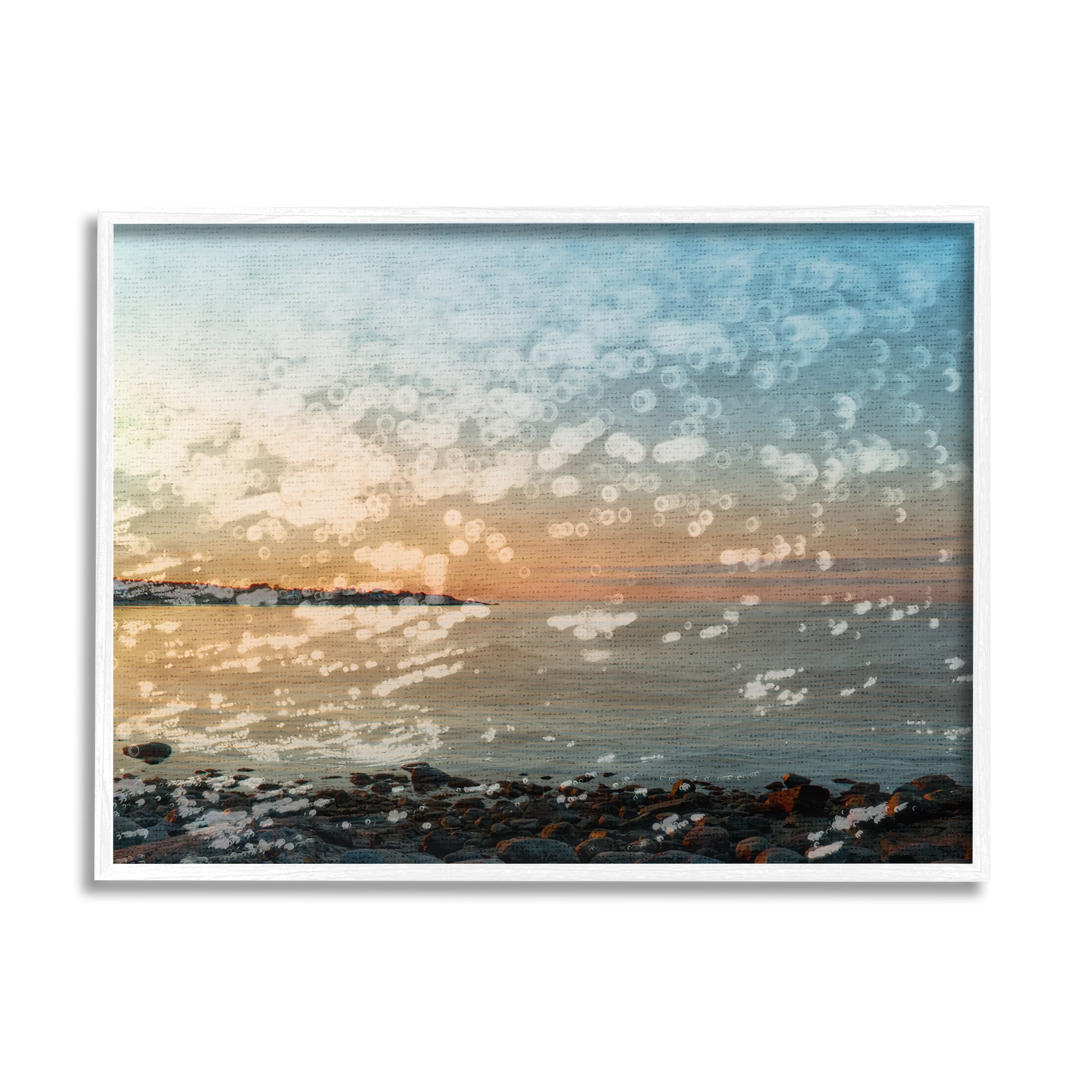 Stupell Industries Abstract Beach Splash Landscape Painting White Framed Art Print Wall Art, 20 x 16