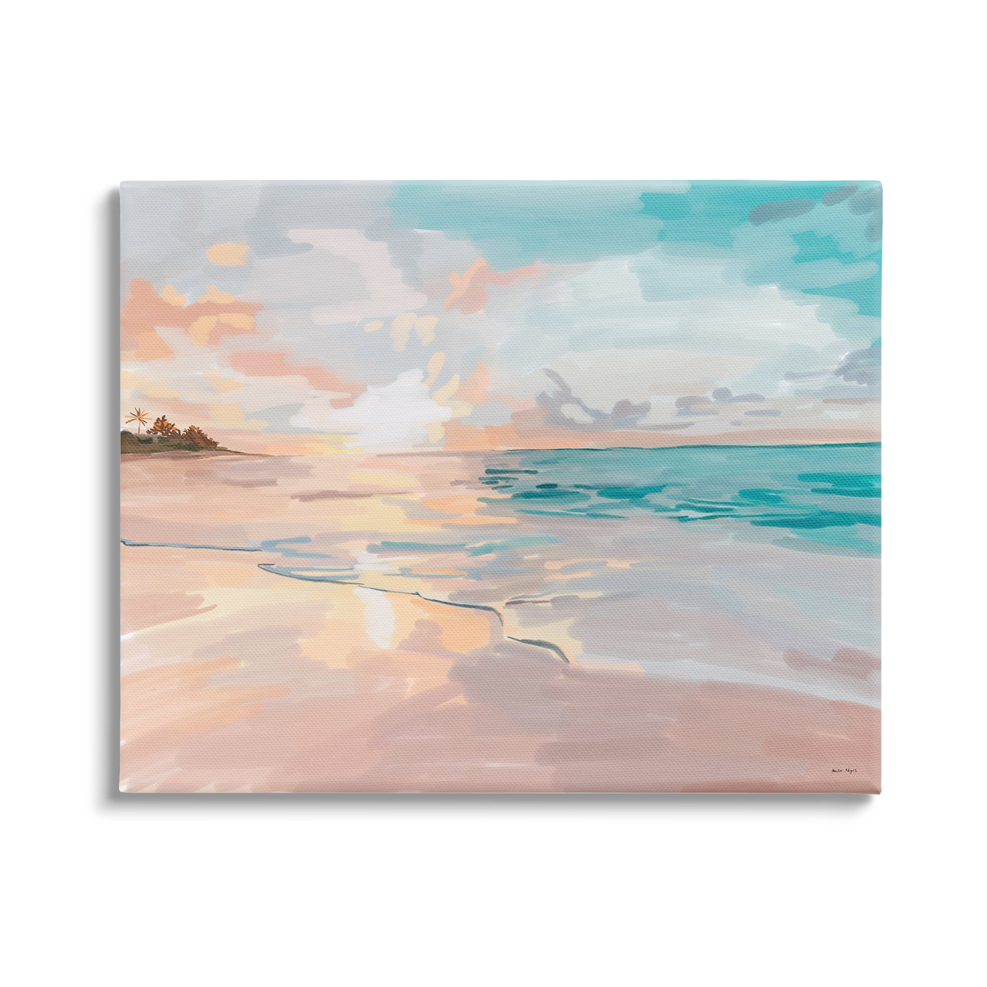 Stupell Industries Abstract Beach Sunset Nature Painting Gallery Wrapped Canvas Print Wall Art, 30 x 24