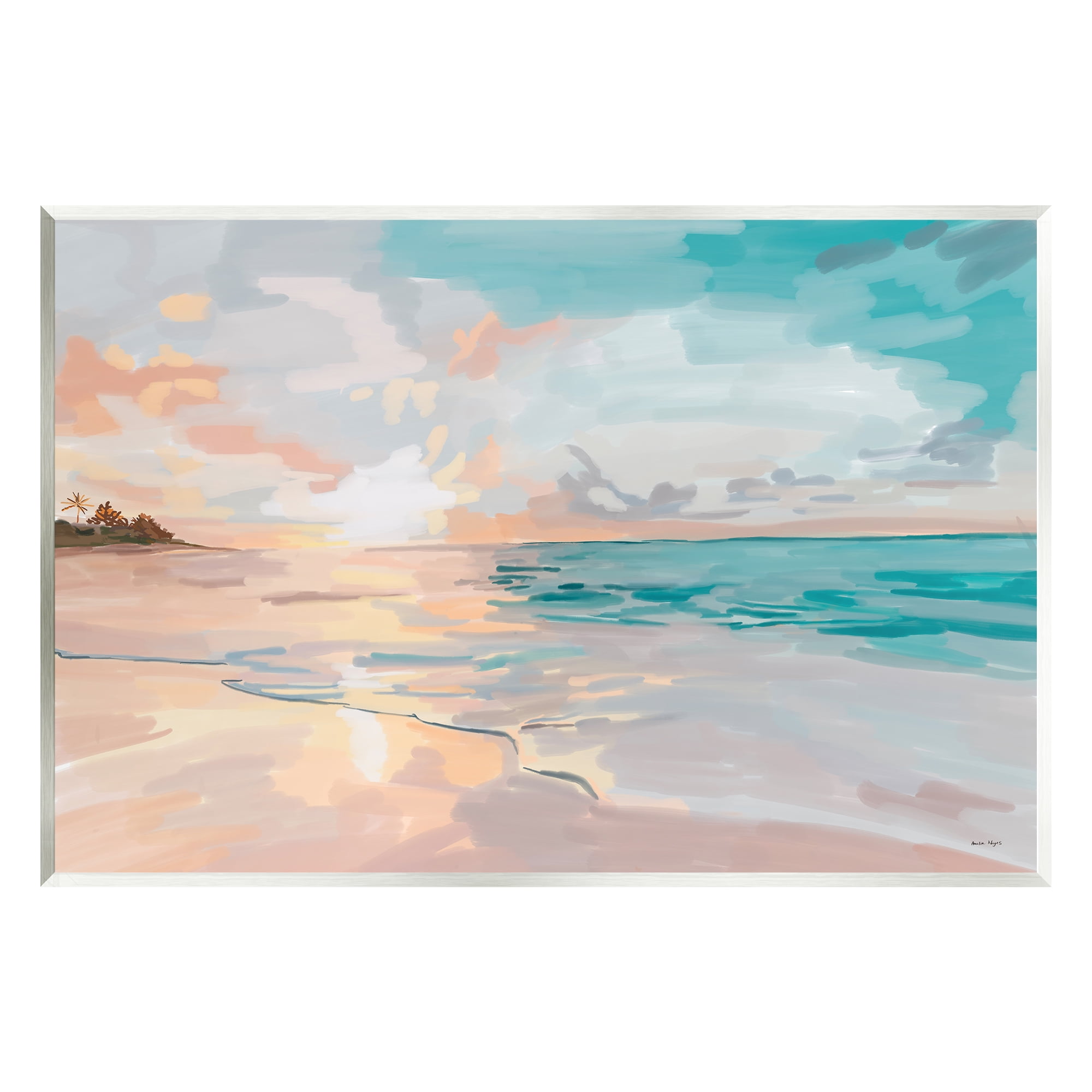Stupell Industries Abstract Beach Sunset Nature Painting Unframed Art Print Wall Art, 19 x 13