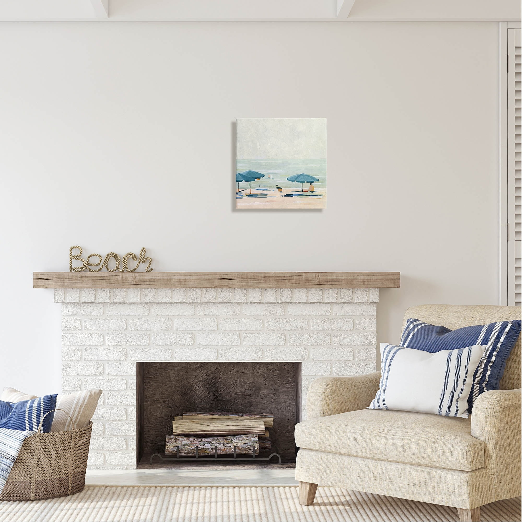 Abstract Coastal Beach Umbrellas Canvas Wall Art, 17 x 17