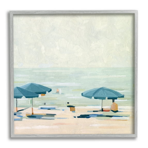 Stupell Industries Abstract Beach Umbrellas on Shore Coastal Painting Gray Framed Art Print Wall Art
