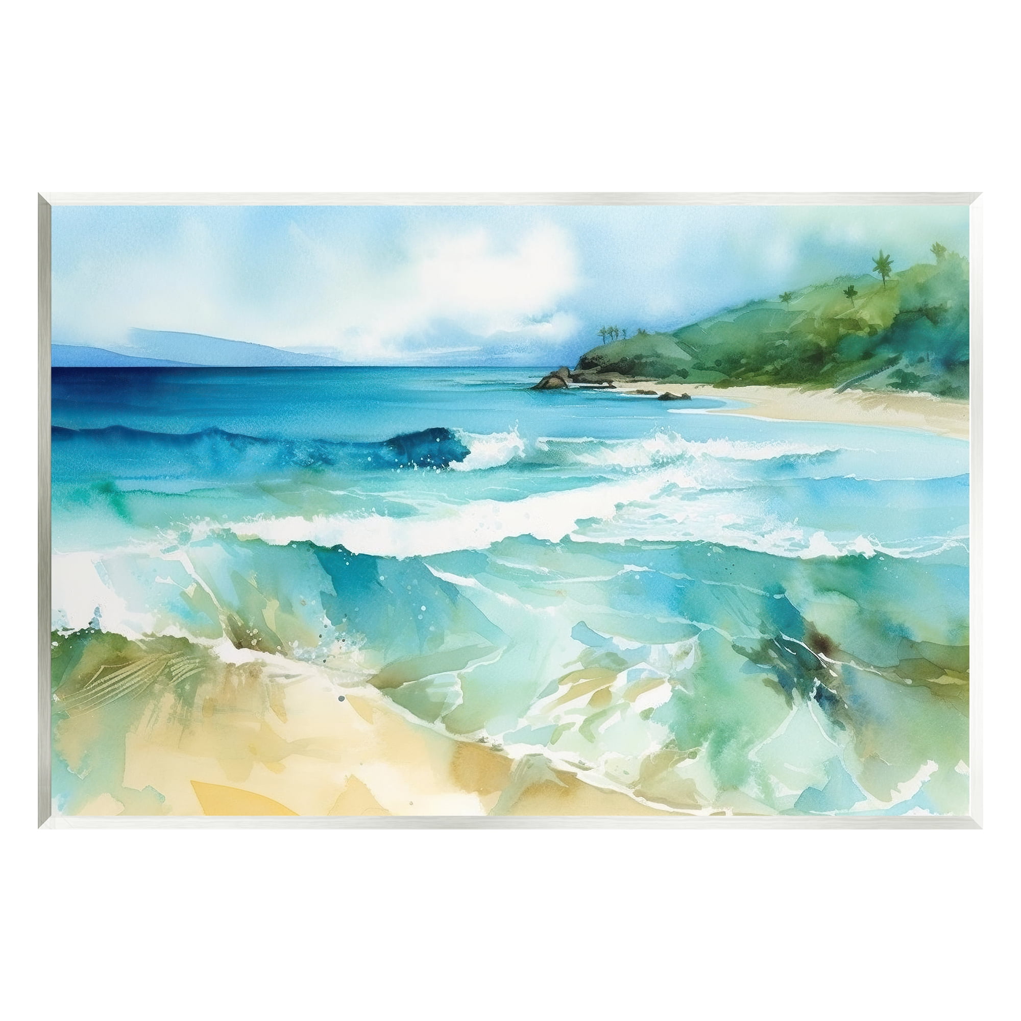 Stupell Industries Abstract Beach Waves Landscape Painting Unframed Art Print Wall Art, 19 x 13
