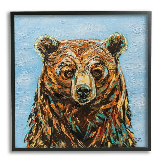 Stupell Industries Abstract Bear Portrait Animals & Insects Painting Black Framed Art Print Wall Art, 24 x 24