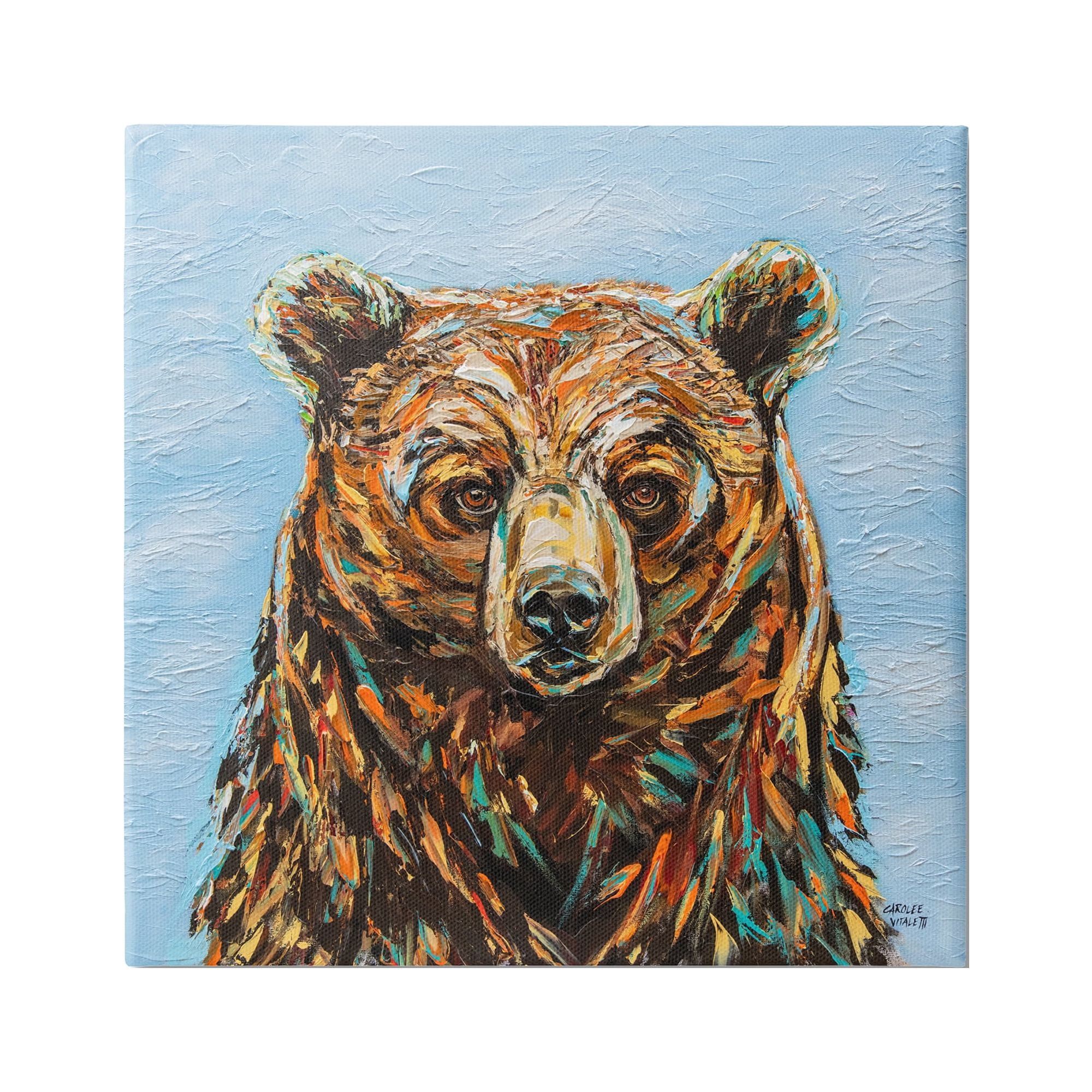 Stupell Industries Abstract Bear Portrait Animals & Insects Painting Gallery Wrapped Canvas Print Wall Art, 17 x 17