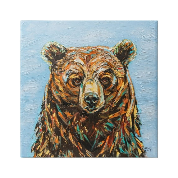 Stupell Industries Abstract Bear Portrait Animals & Insects Painting Gallery Wrapped Canvas Print Wall Art, 17 x 17
