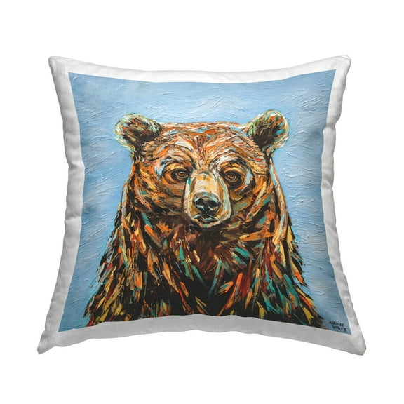 Stupell Industries Abstract Bear Portrait Square Decorative Printed Throw Pillow, 18 x 18
