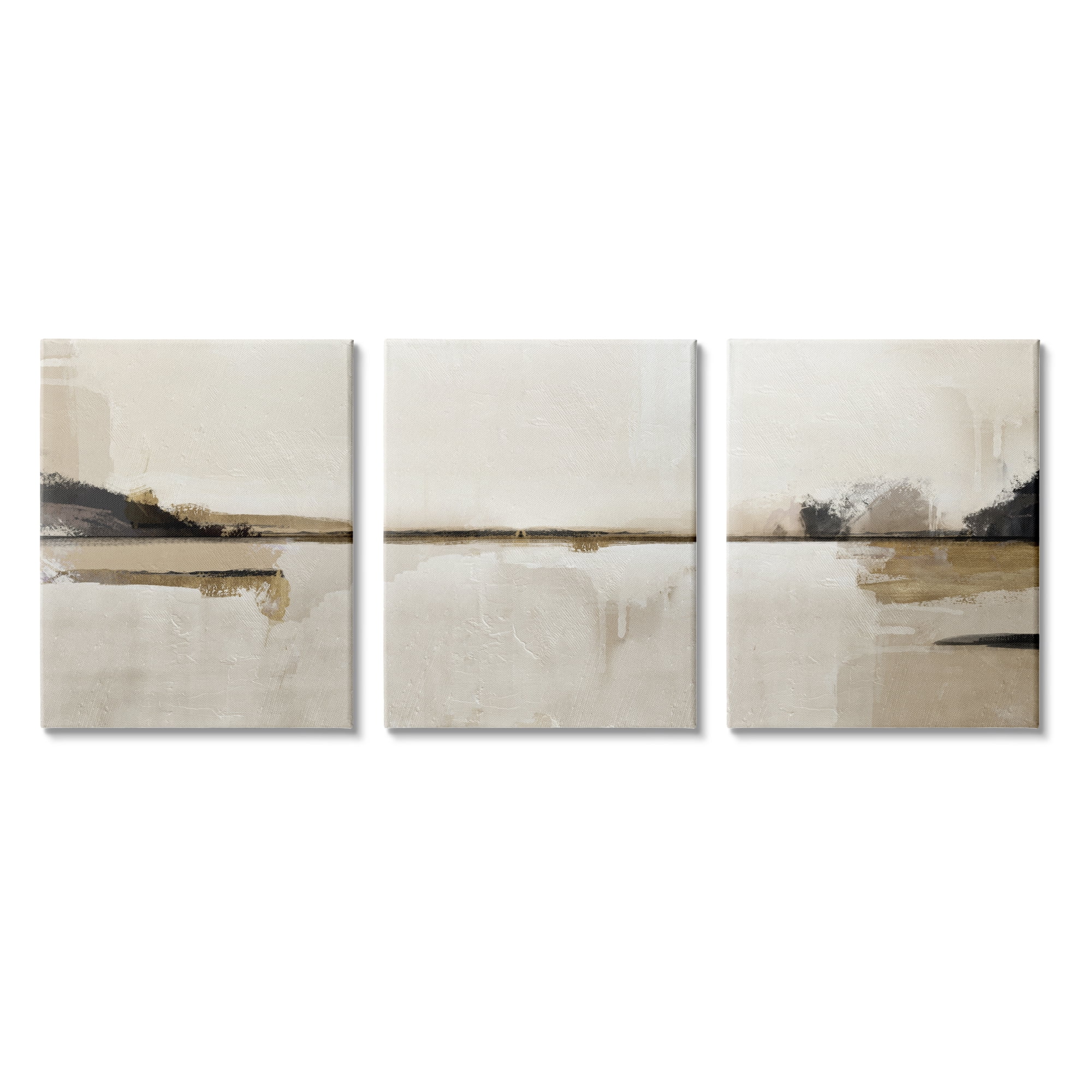 Abstract Beige and Black Landscape Canvas Wall Art Set