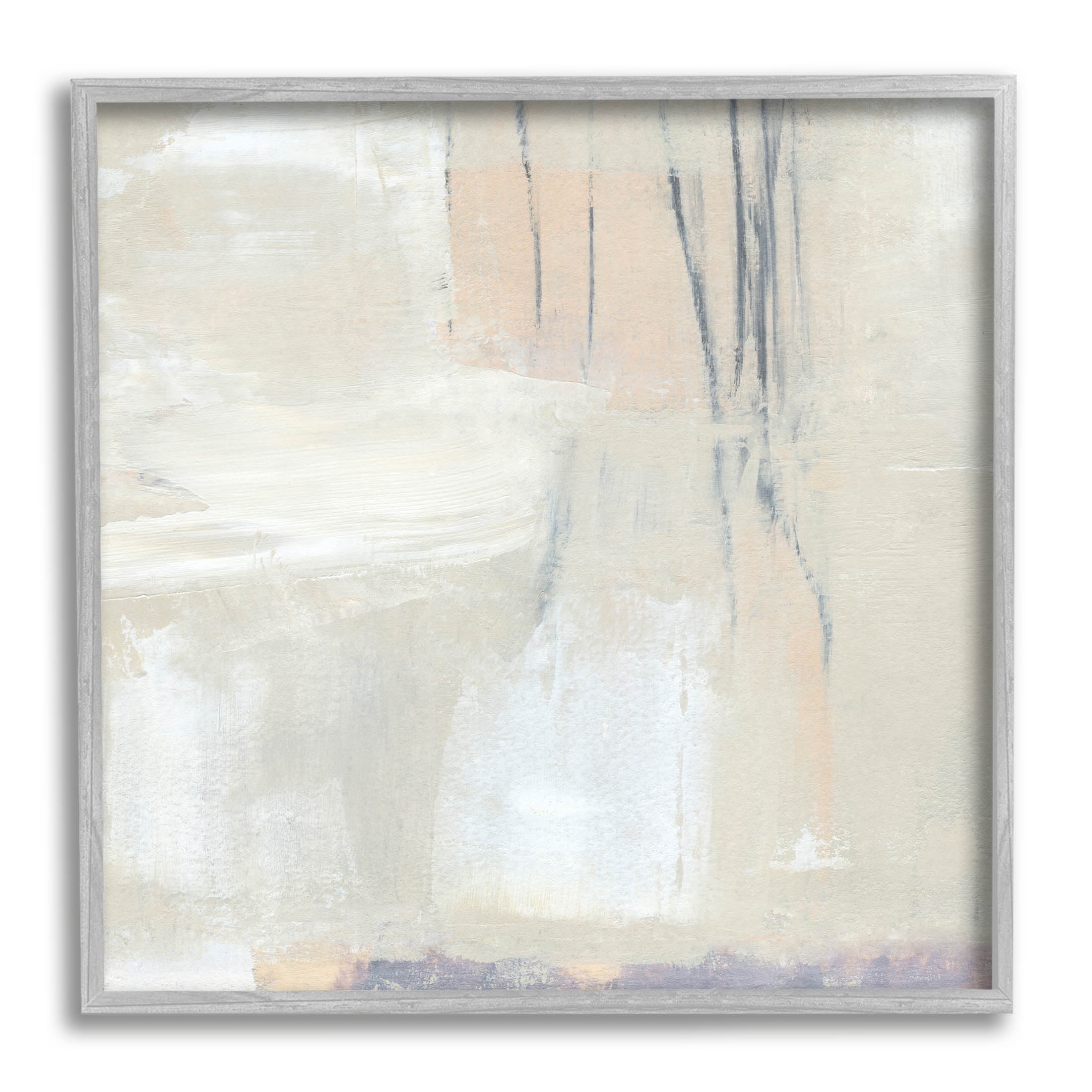 Stupell Industries Abstract Beige Lines Arrangement Painting Gray Framed Art Print Wall Art, Design by Annie Warren