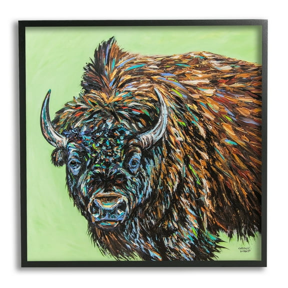 Stupell Industries Abstract Bison Painting Animals & Insects Painting Black Framed Art Print Wall Art, 12 x 12