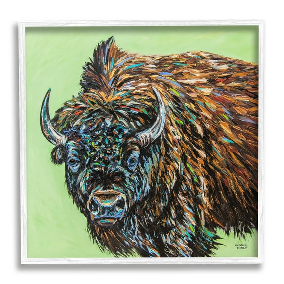 Stupell Industries Abstract Bison Painting Animals & Insects Painting White Framed Art Print Wall Art, 17 x 17