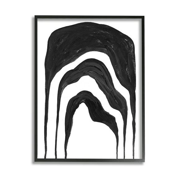 Stupell Industries Abstract Black Arches Organic Smoke Shape Black Framed by Daphne Polselli