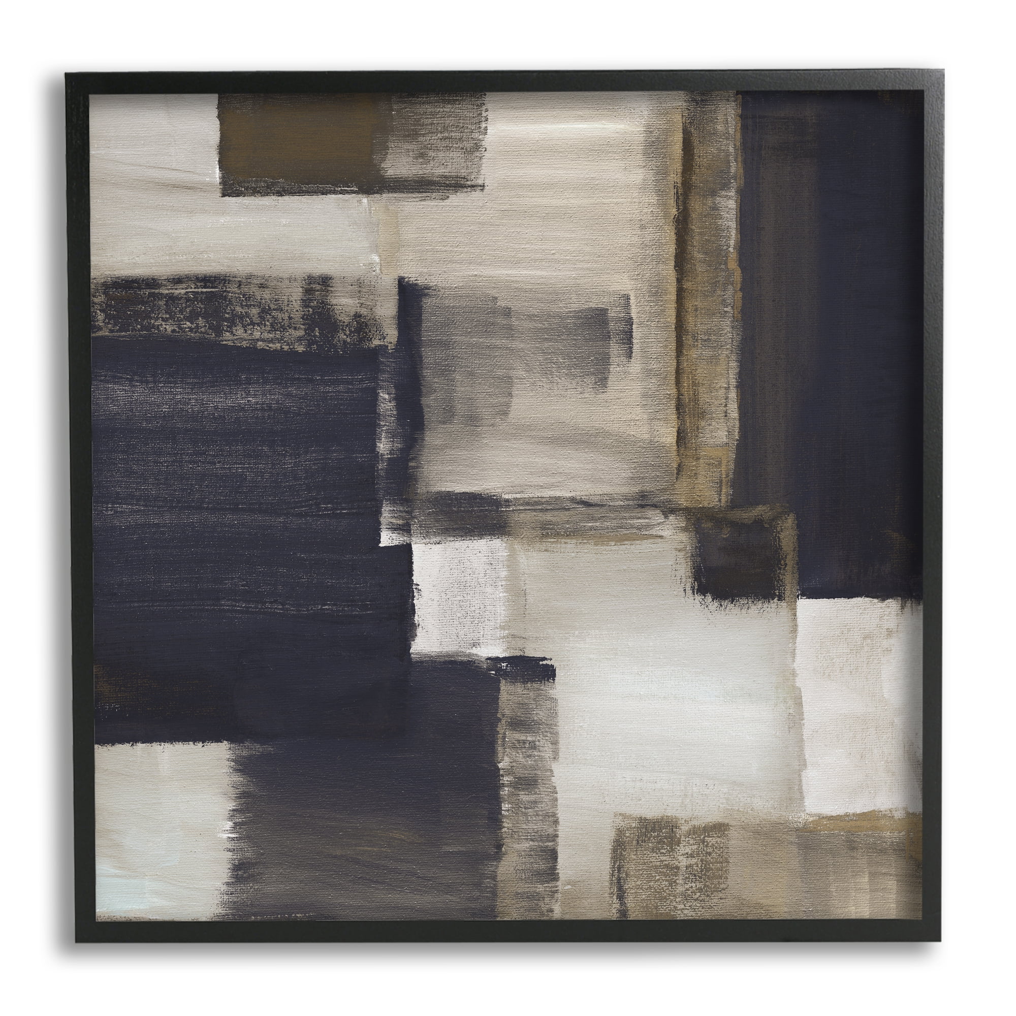 Stupell Industries Abstract Black & Brown Abstract Painting Black Framed Art Print Wall Art, 17 x 17