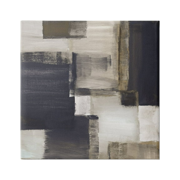 Stupell Industries Abstract Black & Brown Abstract Painting Gallery Wrapped Canvas Art Print Wall Art, 17 x 17