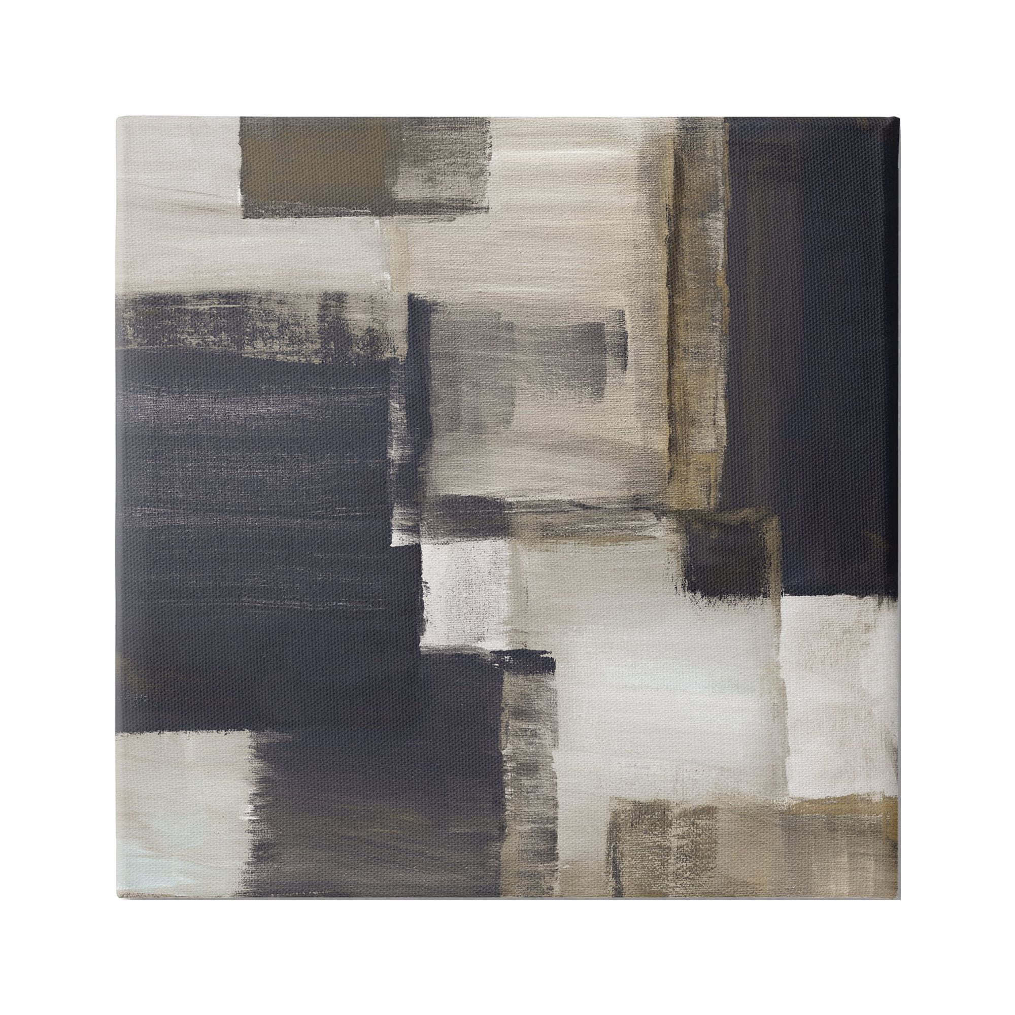 Stupell Industries Abstract Black & Brown Abstract Painting Gallery Wrapped Canvas Art Print Wall Art, 24 x 24