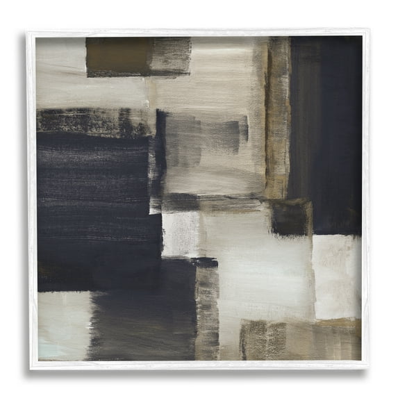 Stupell Industries Abstract Black & Brown Abstract Painting White Framed Art Print Wall Art, 12 x 12