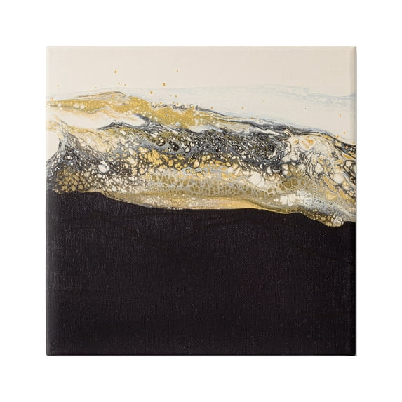 Stupell Industries Abstract Black & Glam Ripples Abstract Painting Gallery Wrapped Canvas Print Wall Art, 30 x 30