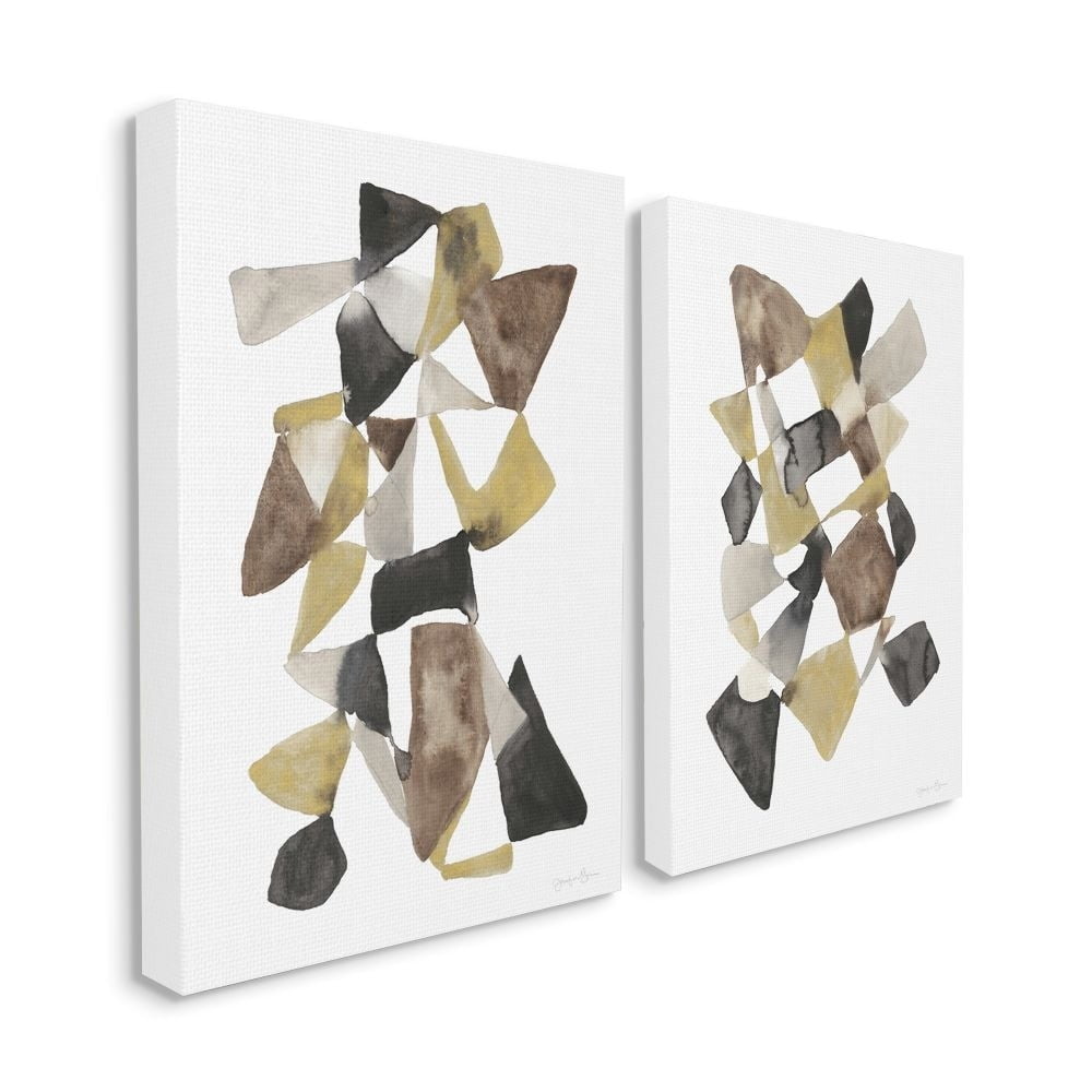 Stupell Industries Abstract Black Gold Brown Shape Design Canvas Wall Art by Jennifer Goldberger