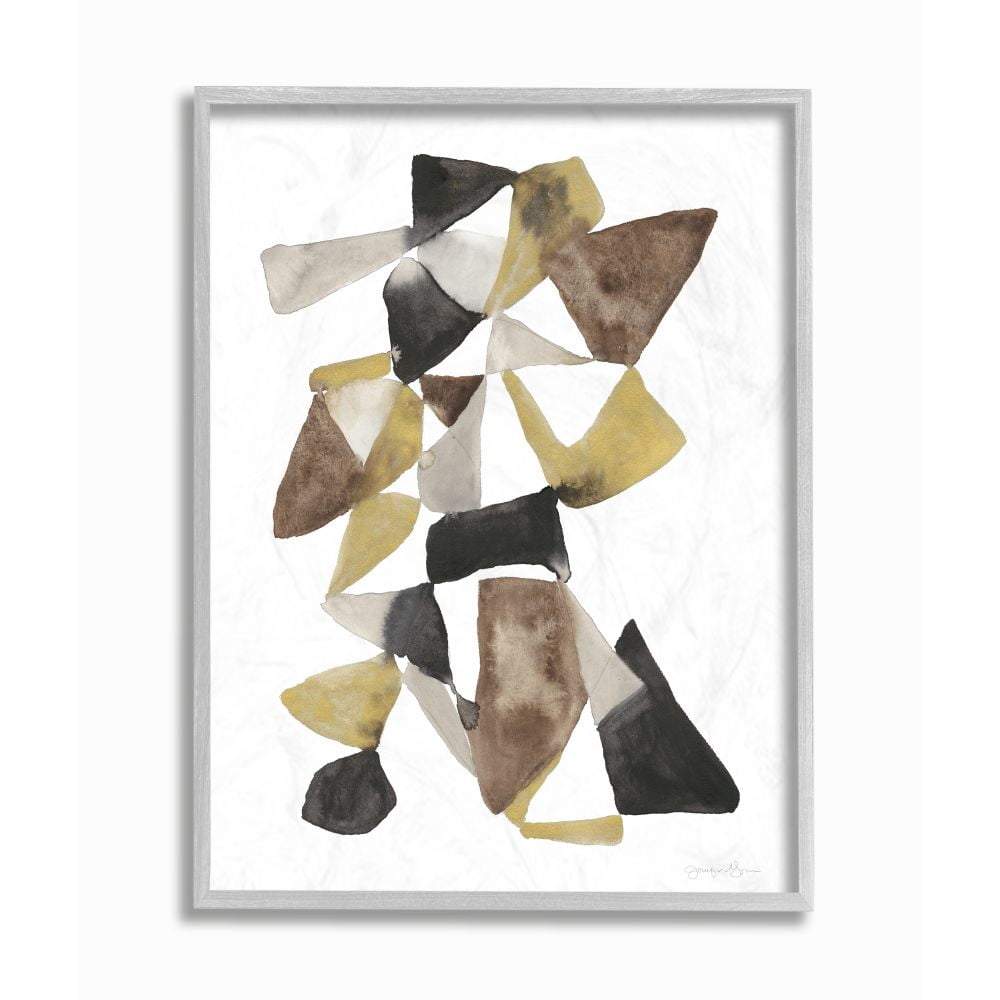 Stupell Industries Abstract Black Gold Brown Shape Design Framed Wall Art by Jennifer Goldberger