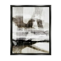 Stupell Industries Abstract Black Streaks Layered Lines Graphic Art Jet Black Floating Framed Canvas Print Wall Art, Design by Nina Blue
