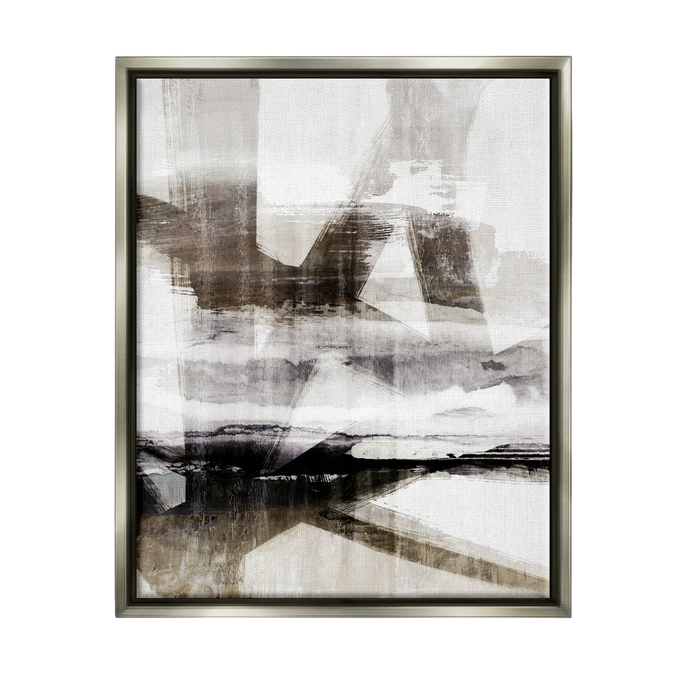 Stupell Industries Abstract Black Streaks Layered Lines Graphic Art Luster Gray Floating Framed Canvas Print Wall Art, Design by Nina Blue