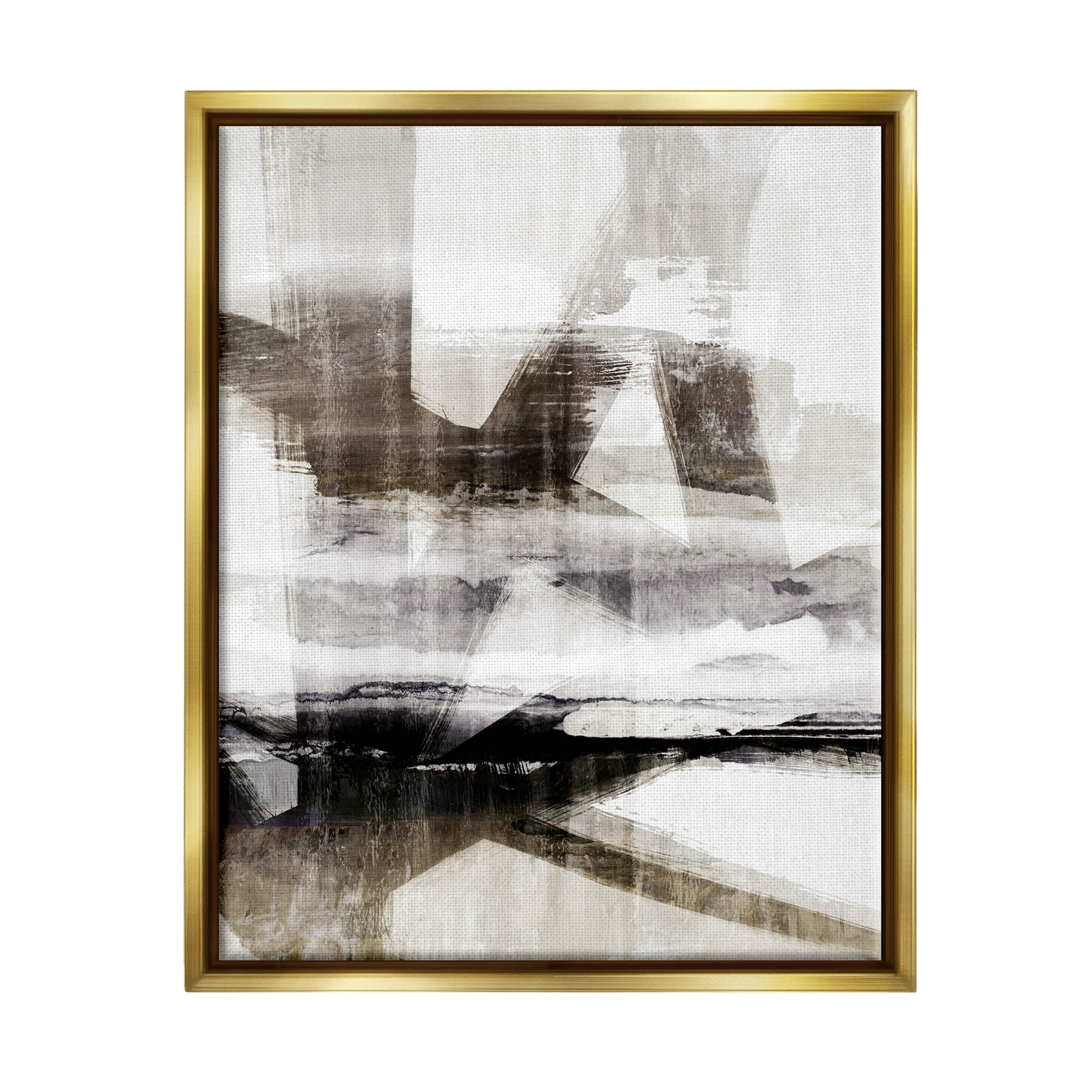 Stupell Industries Abstract Black Streaks Layered Lines Graphic Art Metallic Gold Floating Framed Canvas Print Wall Art, Design by Nina Blue
