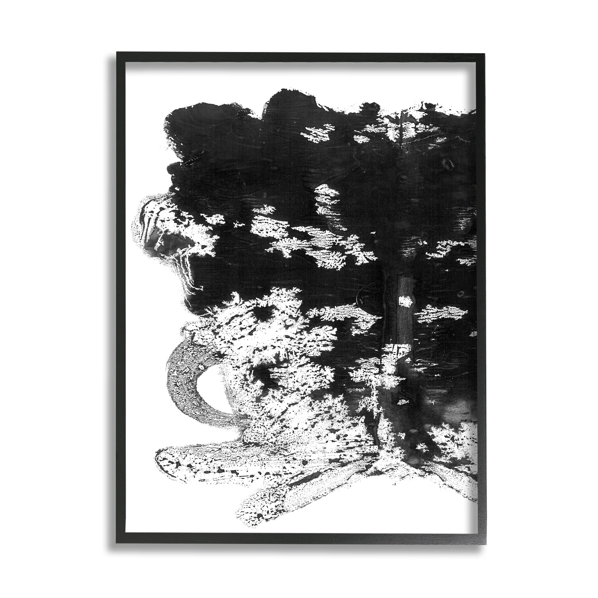 Stupell Industries Abstract Black and White Textures Crystal Shapes Black Framed by Daphne Polselli