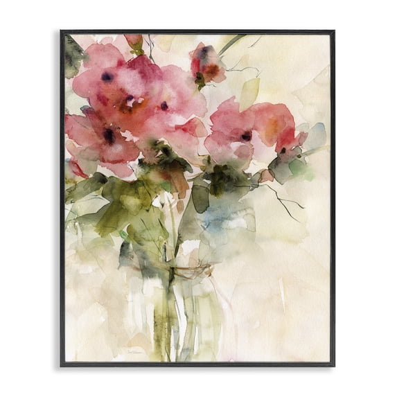 Stupell Industries Modern Abstract Blended Pink Bouquet Black Framed Giclee Art, 24 x 30, by Carol Robinson