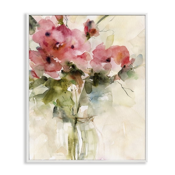 Stupell Industries Abstract Blended Pink Bouquet White Framed Giclee Art design by Carol Robinson, 30 x 24