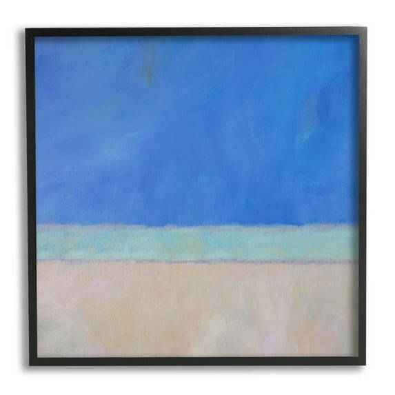 Stupell Industries Abstract Blocked Landscape Blue Stripe Painting Black Framed Art Print Wall Art, Design by Carol Young