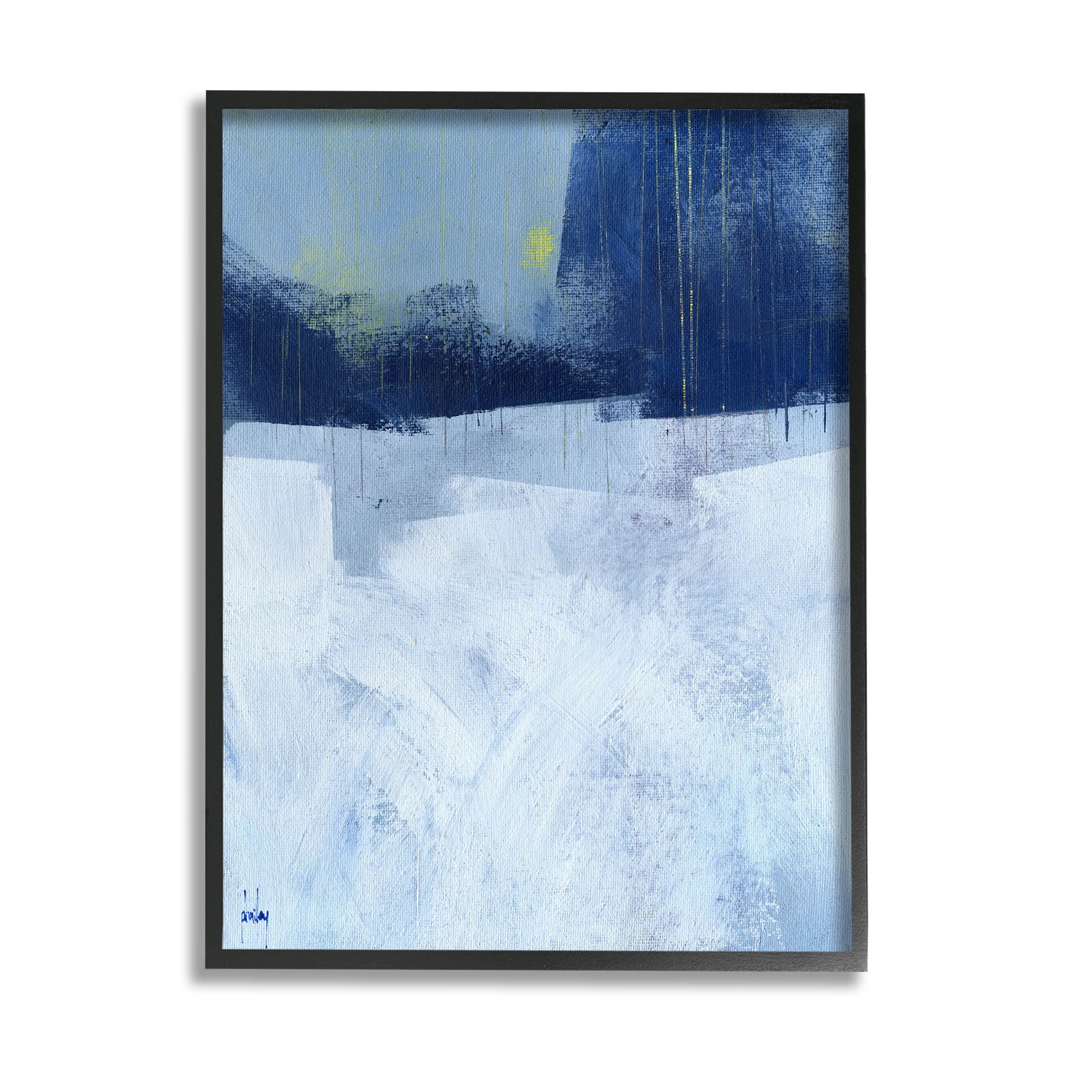 Stupell Industries Abstract Blocked Layered Shapes Painting Black Framed Art Print Wall Art, Design by Paul Bailey