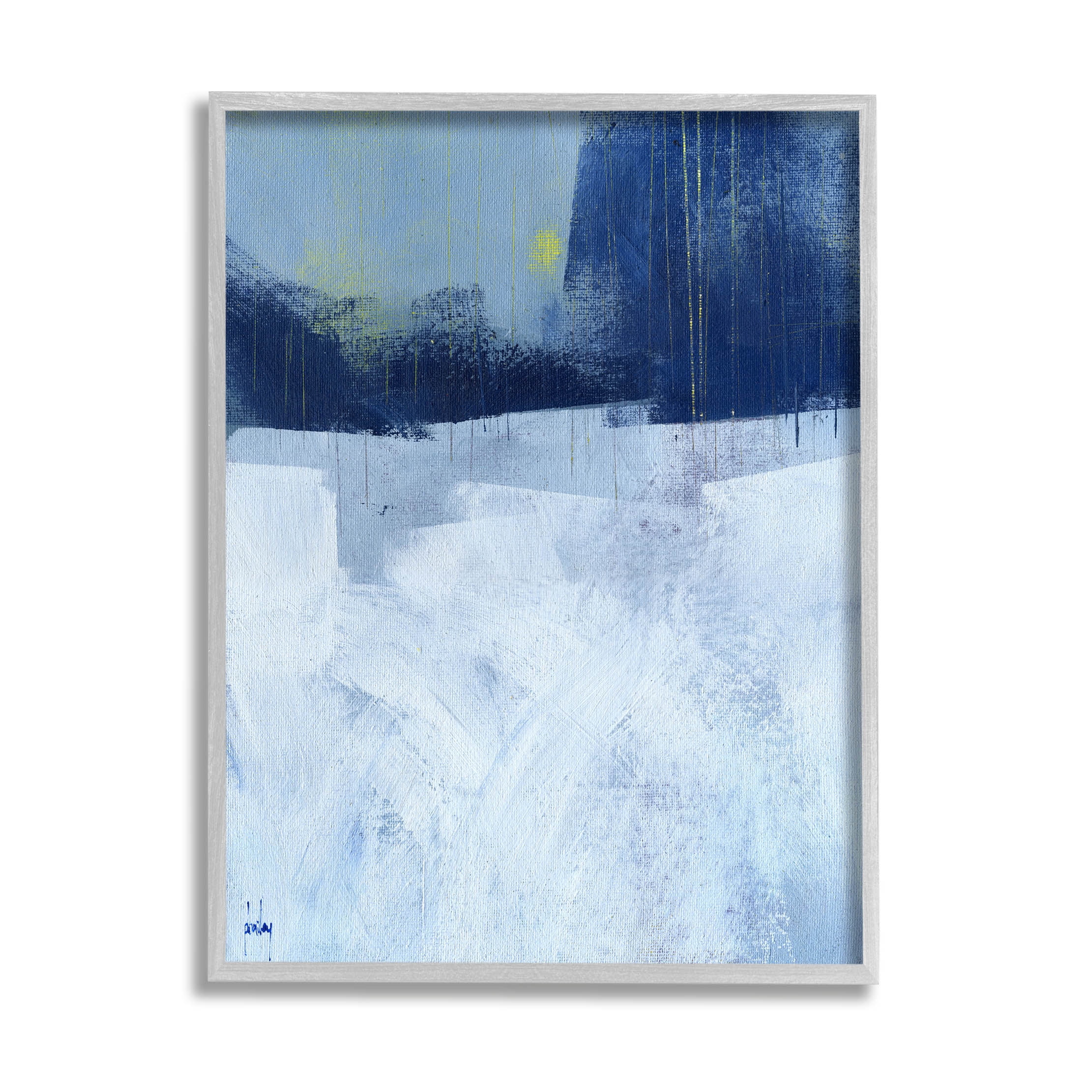 Stupell Industries Abstract Blocked Layered Shapes Painting Gray Framed Art Print Wall Art, Design by Paul Bailey